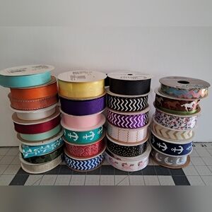 27 Spools of Open / Used Offray Ribbon